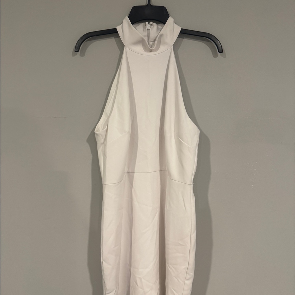 Gianni Bini White One-Shoulder Halter Dress